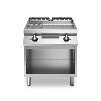 Electric Grill 1/3 Smooth Plate and 2/3 Ribbed Plate Stainless Steel - Modular Made in Italy