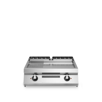 Electric Grill 1/3 Smooth Plate 2/3 Ribbed Plate Table Top Version Stainless Steel - Modular Made in Italy