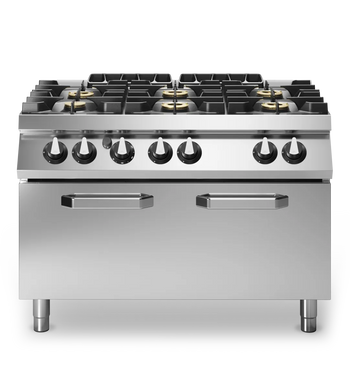 Gas Cooker 6 Gas Ranges on Gas Maxi Oven Stainless Steel - Modular