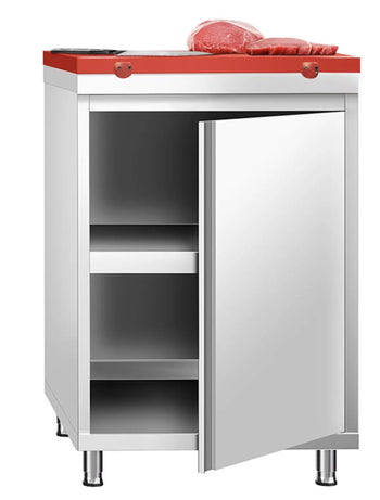 Work Base Cabinet With Red Cutting Board - Single Hinged Door