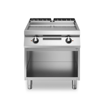 Electric Grill Smooth Plate with Open Cabinet 10.8kW Stainless Steel Made in Italy