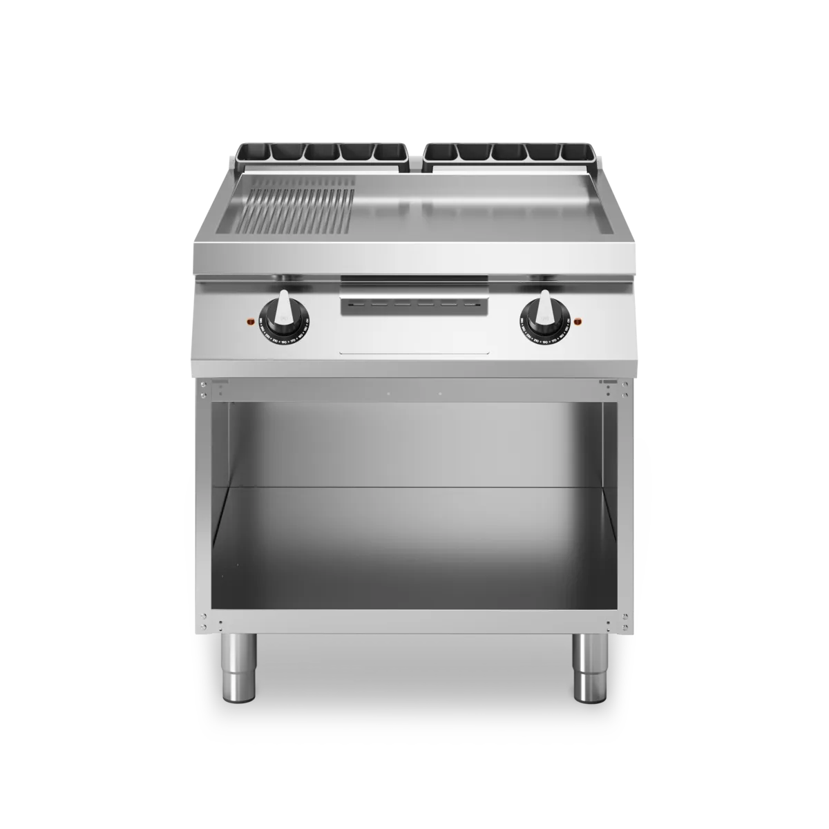 Electric Grill 1/3 Smooth Plate and 2/3 Ribbed Plate Stainless Steel - Modular Made in Italy