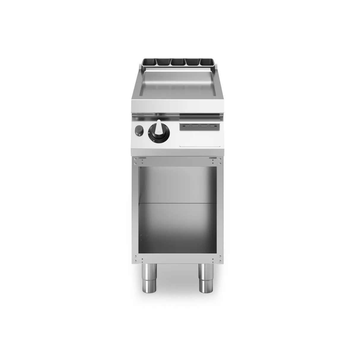Gas Grill Smooth Plate with Open Cabinet 6kW Stainless Steel - Modular Made in Italy