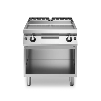 Gas Grill Smooth Plate with Double Door Cabinet 12kW Stainless Steel - Modular Made in Italy