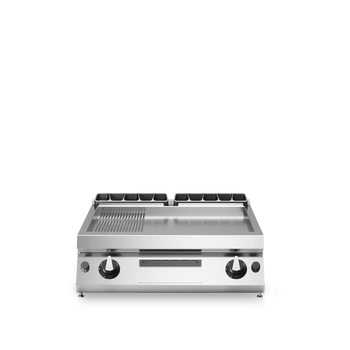 Gas Grill 1/3 Smooth Plate 2/3 Ribbed Plate Top Version 12kW Stainless Steel - Modular Made in Italy