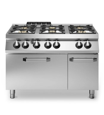 Gas Cooker 6 Gas Ranges on Standard Gas Oven Stainless Steel - Modular