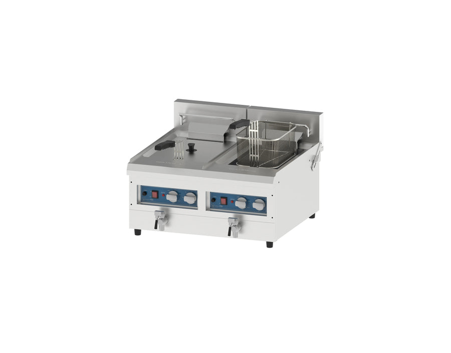 Electric Fast Fryer Countertop 2x12L Stainless Steel - Project Food