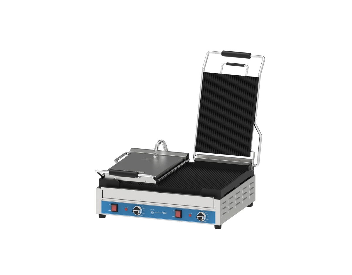 Panini Grill Jumbo Double Ribbed Plates Stainless Steel - Project Food