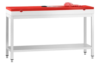 Work Table With Cutting Board (Red) & Bottom Shelf