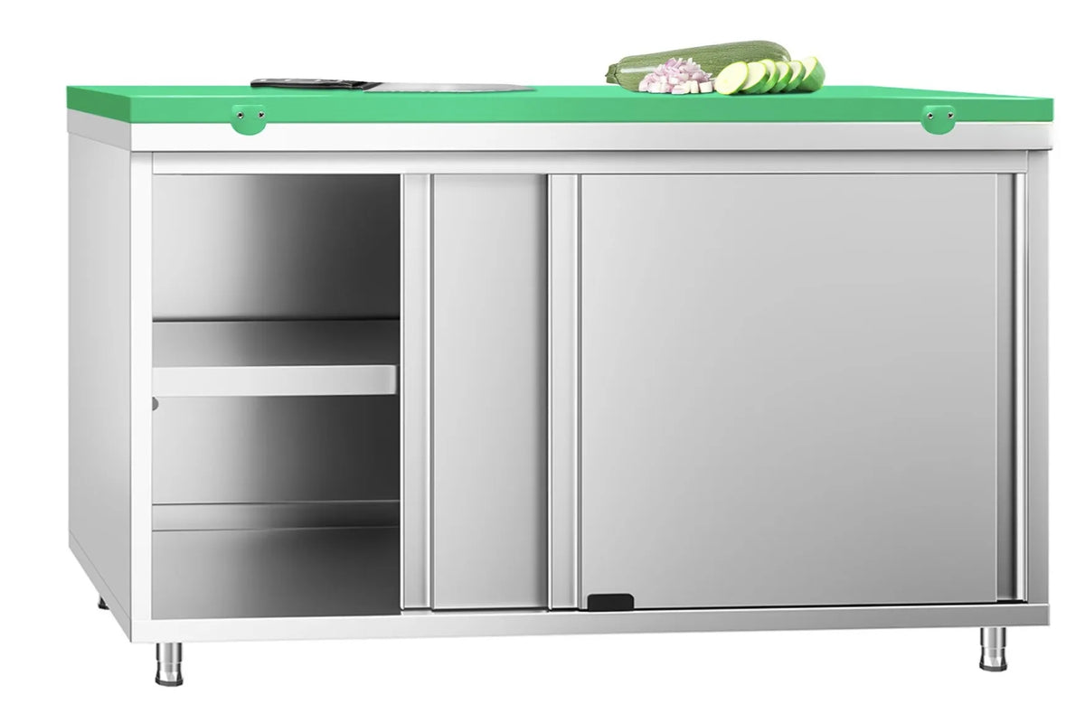 Work Base Cabinet With Green Cutting Board- Two Sliding Doors