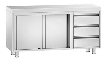 Work Base Cabinet - Two Sliding Doors & 3 drawers (right Side)