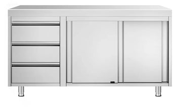 Work Base Cabinet - Two Sliding Doors & 3 drawers (left Side)