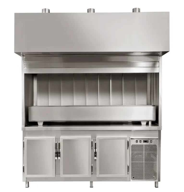 Charcoal barbecue over Chiller