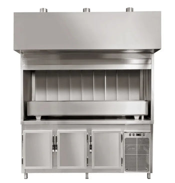 Charcoal barbecue over Chiller