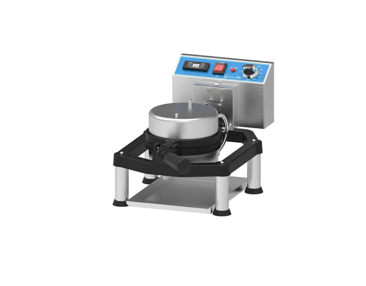 Waffle Maker Rotating 180 Degrees Single Circular Stainless Steel - Project Food Italy