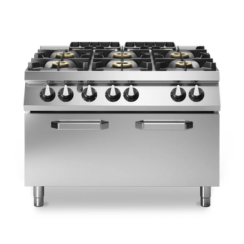 Gas Cooker 6 Burner + Gas Oven Stainless Steel - Modular