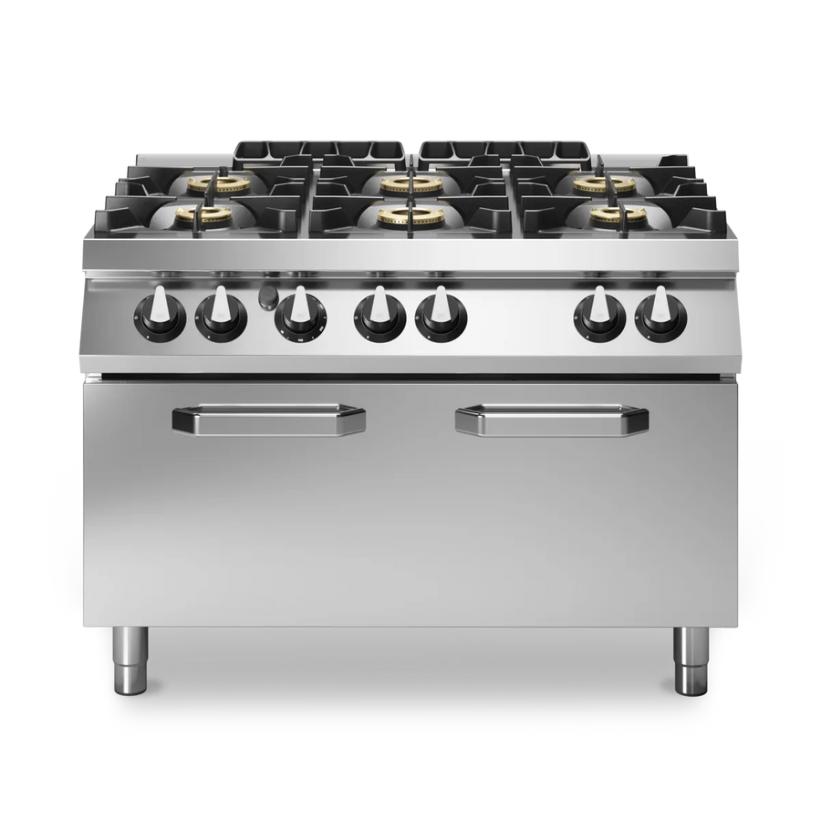 Gas Cooker 6 Burner + Gas Oven Stainless Steel - Modular
