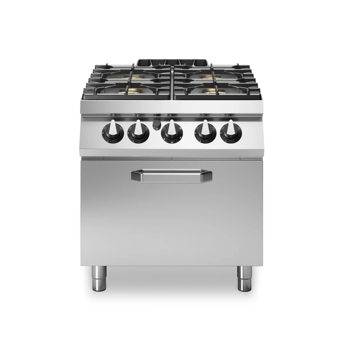 Gas Range Enamelled Containers 4 Burners + Gas Oven Stainless Steel - Modular