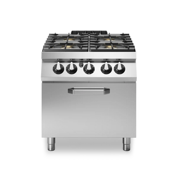 Gas Range Enamelled Containers 4 Burners + Gas Oven Stainless Steel - Modular