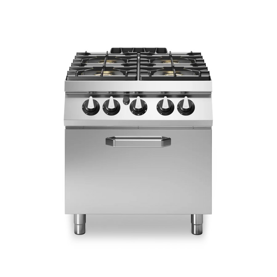 Gas Range Enamelled Containers 4 Burners + Gas Oven Stainless Steel - Modular