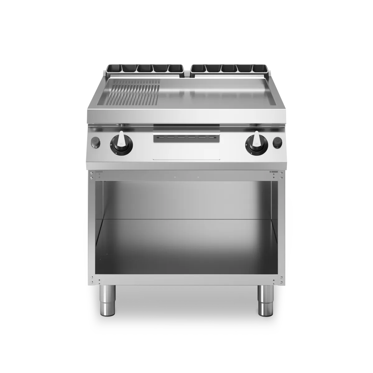Gas Grill on Open Cabinet 1/3 Smooth 2/3 Ribbed Stainless Steel - Modular