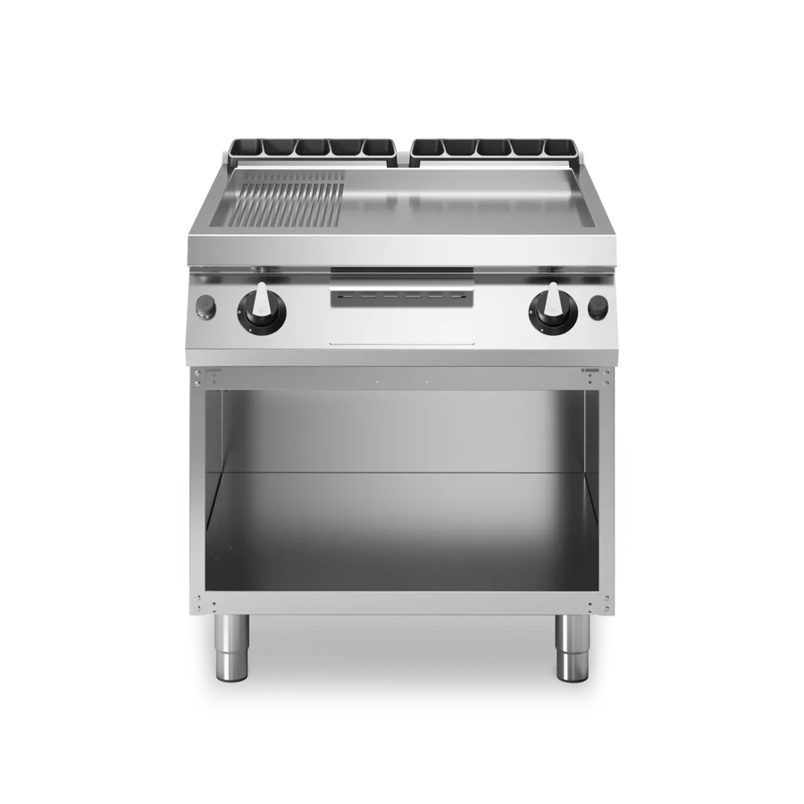 Gas Grill on Open Cabinet 1/3 Smooth 2/3 Ribbed Stainless Steel - Modular